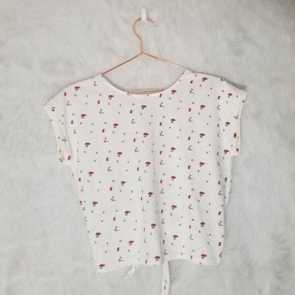 Wilfred (Aritzia) Short Sleeve Tie Back Floral Short Sleeve Blouse Small - Picture 1 of 9